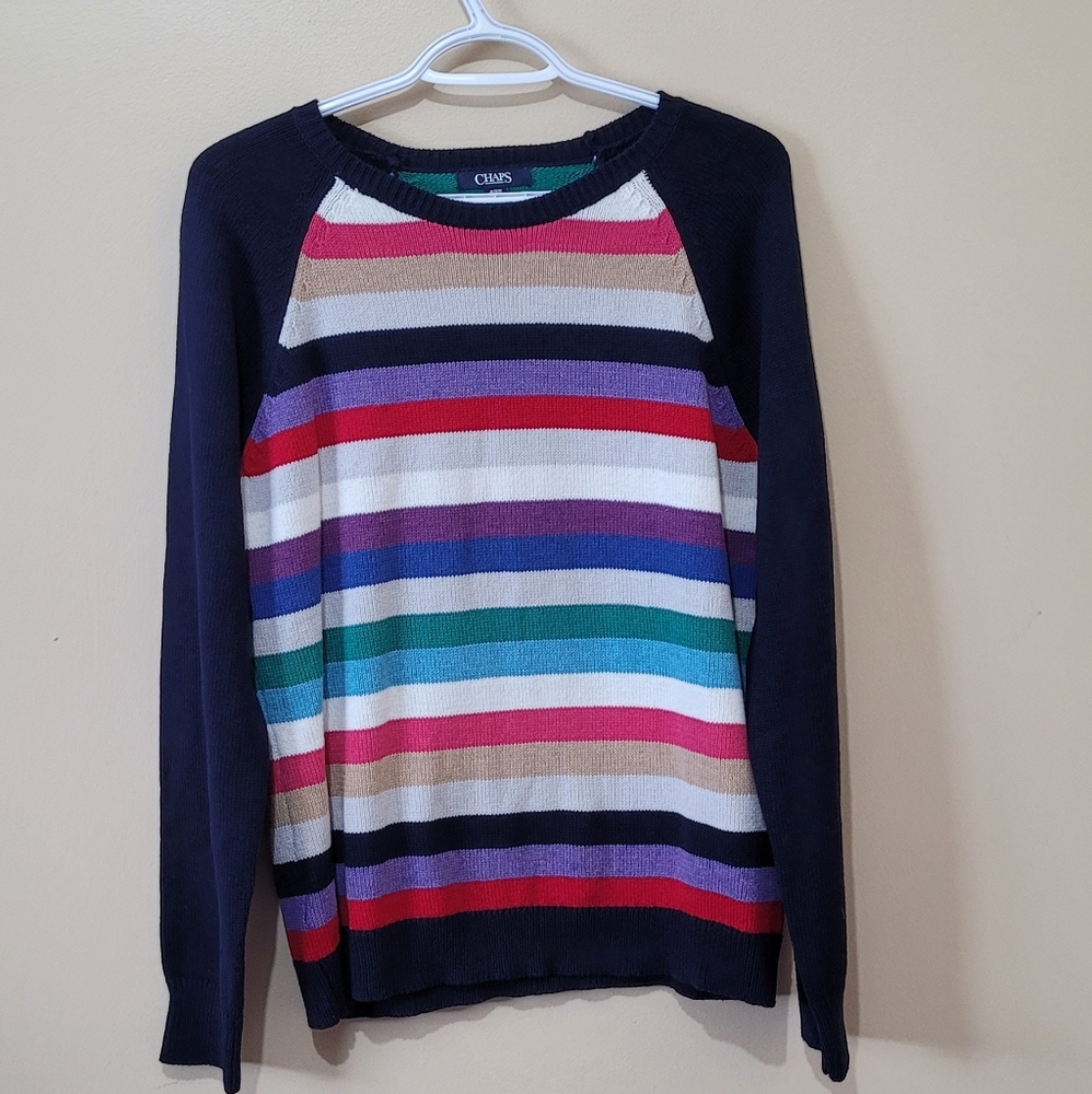 Chaps Cotton Blend Striped Sweater